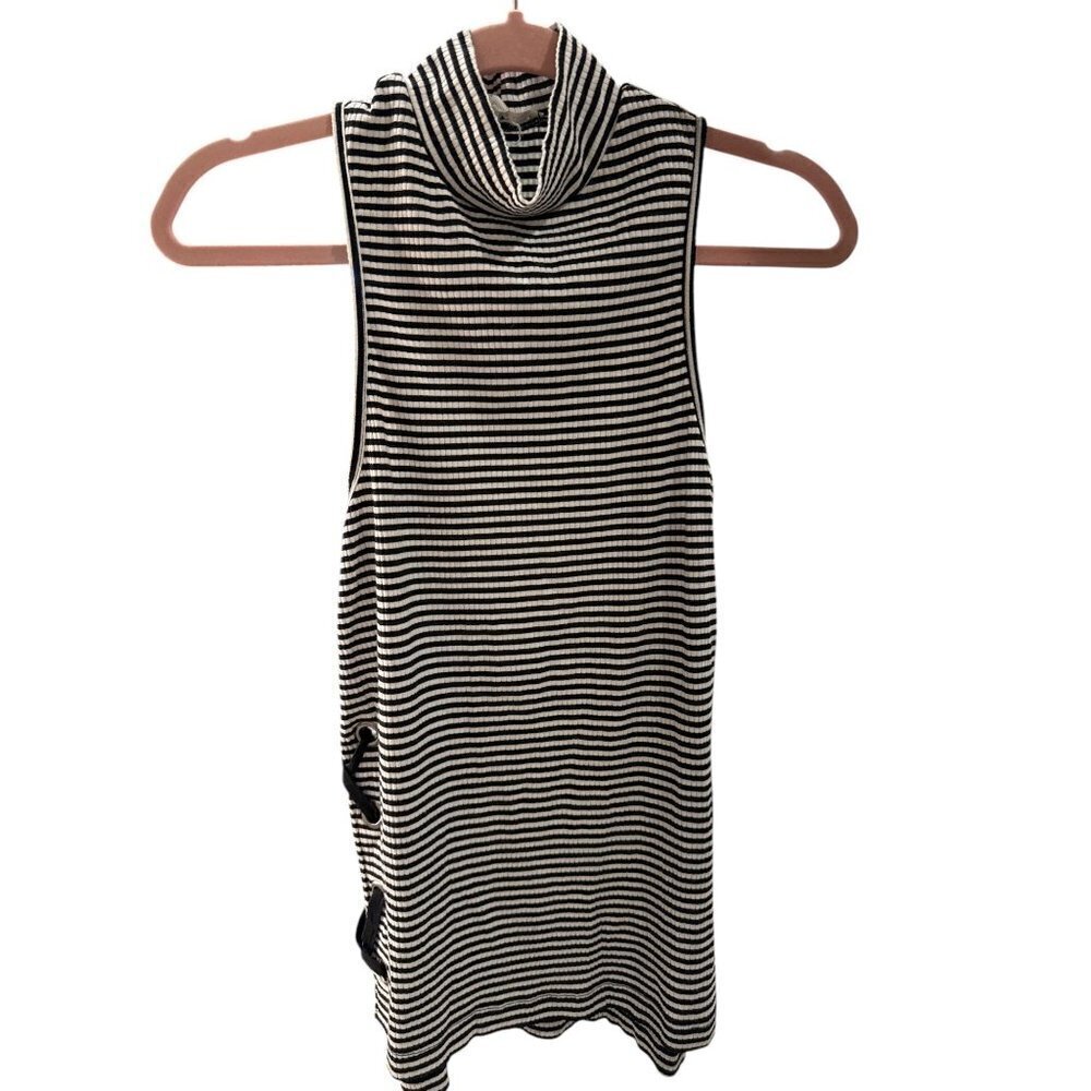 Willow & Clay Striped Black & White Cowl Neck Top With Side Lace-Up  Size Small